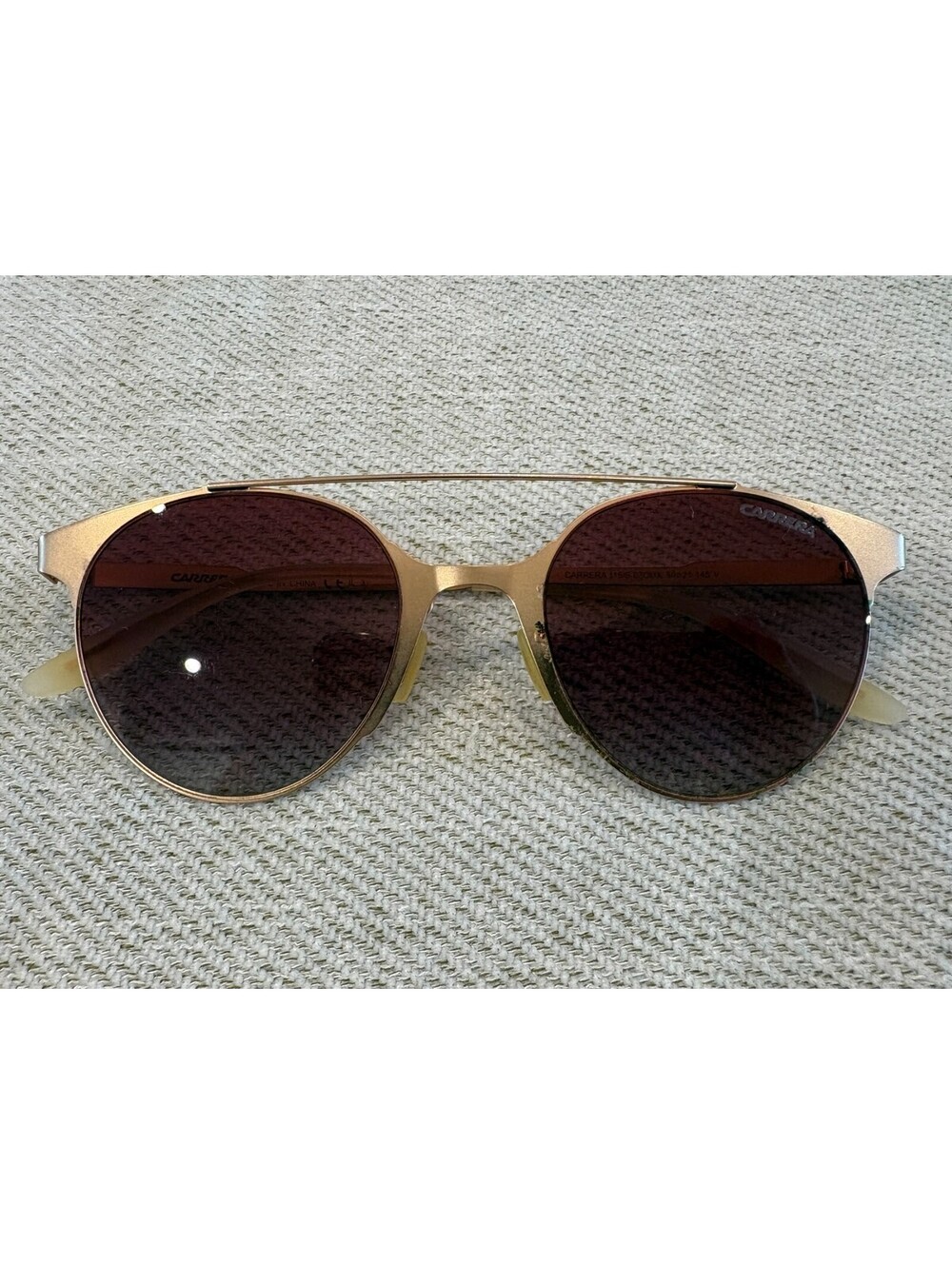 Carrera 115/S Gold Round Double Bridge Sunglasses Gradient Lenses 50-21